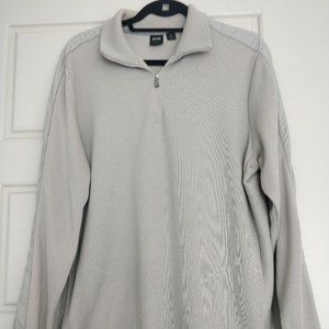 Hugo Boss Sondrio Light Gray Zip Pullover with Nylon Accent Arm Stripe - XL